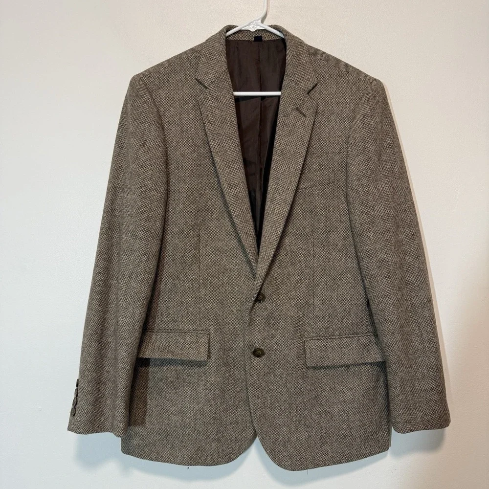 J.‎ Crew Thompson Brown Speckeled Houndstooth Wool Blend Sport Coat Blazer 40R